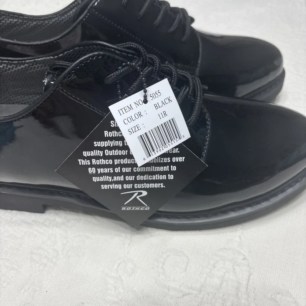 Rothco Black High Gloss Shiny Oxford Uniform Shoes Military Army Duty Shoe Sz 11